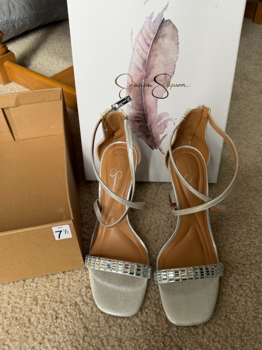 Jessica Simpson Arindel Silver Sandal Heels new in box!!